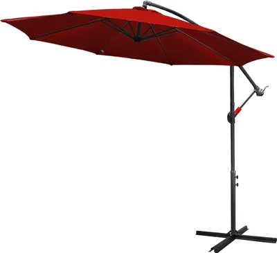 Produktbild von Sonnenschirm Ø3m inkl. Gartenschirm 360° drehbar Terrassenschirm Ampelschirm Marktschirm Strandschirm Sonnenschutz UV-Schutz, Rot