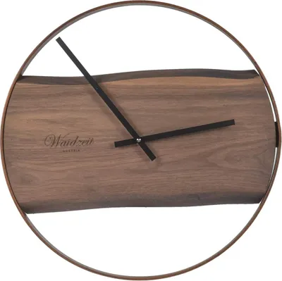 Produktbild von Waidzeit Wanduhr 42cm Premium Walnuss Landhaus Scandi Metallrahmen und Vollholz