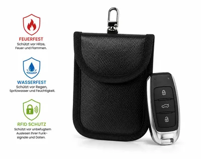 Immagine prodotto di Custodia protettiva RFID Keyless Go per chiavi auto, blocca segnale, blocco RFID, custodia per chiavi, protezione NFC, impermeabile e ignifuga 10x14cm, productTiles.product.images.aiGenerated