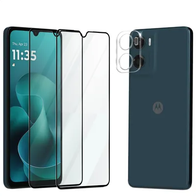 Zdjęcie produktu dla 2-pak Motorola Moto G06 Szkło ochronne na ekran & 1-pak ochrona obiektywu - Szkło hartowane 9H - Super jakość 3D