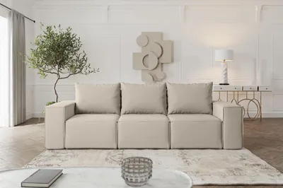 Produktbild von Sofa Designersofa ESTELLE 3-Sitzer mit Schlaffunktion Stoff Opera Velvet Pearl