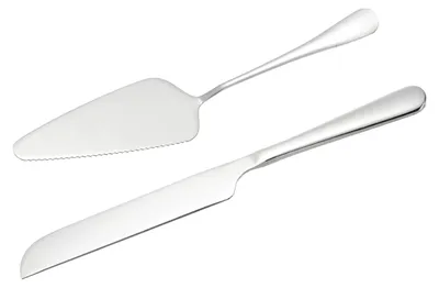 Taartsnijmes und Servierset, 25 cm, Edelstahl, Silber