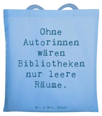 Produktbild von Mr. & Mrs. Panda Shopping Tasche Spruch Autorin Magie - Sky Blue - Geschenk, Berufe, Romane, Detailverliebtheit, personalisierte Geschenke, Schreiben, Einkaufstüte, Beruf