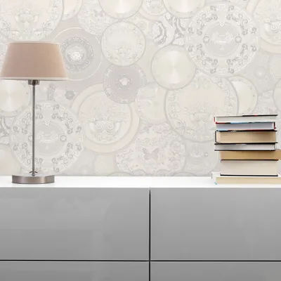 Produktbild von TADESSI Tapete Barock Raffaele M1-No.94 Vliestapete Silber Weiß Designertapete Wohnzimmer Schlafzimmer Küche