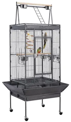 Produktbild von Yaheetech Vogelvoliere großer Vogelkäfig mit Sitzstange, Futternapf, Spielseil Vogelbauer mit Rollen Nymphensittiche Vogelhaus 81 x 77 x 174 cm