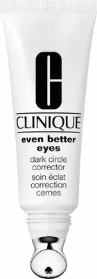 A white tube of Clinique Even Better Eyes Dark Circle Corrector with a silver rollerball applicator.