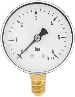 Produktbild von - Wasserdruckmesser, 1/4" NPT Reifendruckmesser, 0-6 Bar Wasserdruckmesser Hydraulischer Manometer für Wasser-Luft-Öl-Messgerät