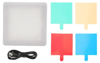 Zdjęcie produktu dla Mały panel oświetleniowy LED do nagrań wideo, 49 diod, sterowanie dotykowe, przenośny, 4 filtry kolorowe w zestawie, regulowana temperatura barwowa