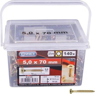 Produktbild von Connex Universalschrauben 5.0 x 70 mm TX 25 Senkkopf - 160 Stk.