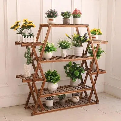 Produktbild von Famanu Pflanzenregal - 8 Fächer - 94x25x106 cm - Dunkelbraun
