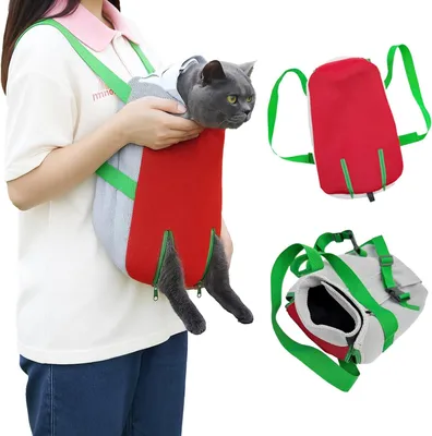 Produktbild von Katzenrucksack M, atmungsaktives Mesh, mit Aufbewahrungstasche, für Spaziergänge
