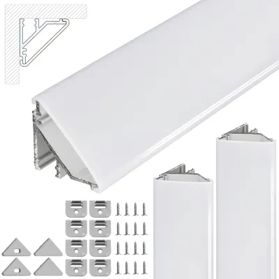 Produktbild von Brollux LED Eckprofil V24, Set 4m (2x2m) Alu Profile 45 Grad Ecke Aluminium für LEDs Strip Lichtleiste ohne Leuchtmittel
