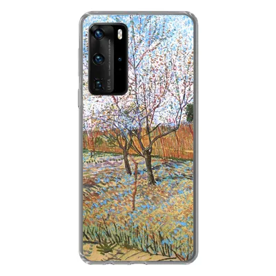 Produktbild von MuchoWow® Handyhülle Schutzhülle Hülle für Huawei P40 Pro Blühender Pfirsichbaum - Vincent van Gogh Silikon Softcase Handy Hülle - Schutz