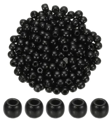Holzkugeln 9x10 mm, 300 Stück, schwarz, für DIY-Schmuck