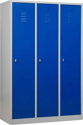 Produktbild von Gürkan Spind lichtgrau, enzianblau 105460, 3 Schließfächer 118,5 x 50,0 x 180,0 cm