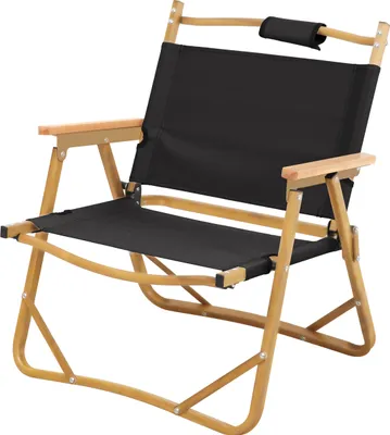 Produktbild von JAWINIO Outdoor Campingstuhl Holz faltbar mit Armlehnen Faltstuhl Schwarz