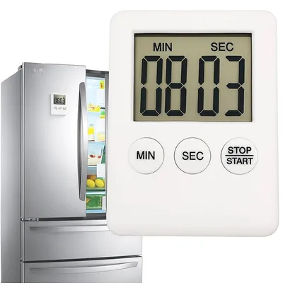 Zdjęcie produktu dla Minutnik kuchenny timer cyfrowy na magnes stoper LCD alarm 99 min 59 sek biały z baterią