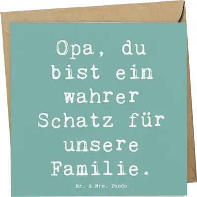 Produktbild von Mr. & Mrs. Panda Glückwunschkarte Spruch Opa Schatz - Meeresbrise - Geschenk, Familie, Klappkarte, faltkarte, Aufmerksamkeit, Grußkarte, Danke, anlasskarte, sagen, lieben