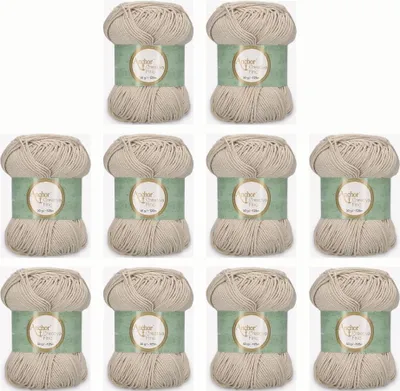 Productafbeelding van 10 bollen Anchor Creativa Fino – katoenen garen voor haakwerk (kleur 00248)