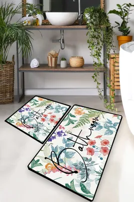 Produktbild von Mijolnir, Green In Flower, Badematten-Set (2 Stück), Mehrfarbig, 100% POLYESTER, 50 x 60 cm