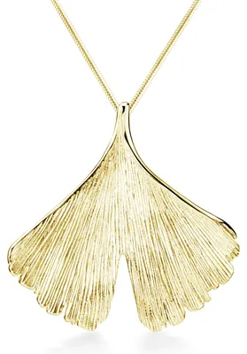 Produktbild von MATERIA Ginkgoblatt Kette Gold Schmuck Damen - Anhänger Sterling Silber vergoldet wahlweise mit Halskette KA-277-Gold