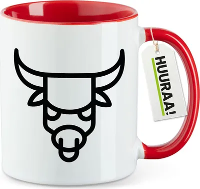 Produktbild von Huuraa Kaffeetasse Stier Sternzeichen Symbol 330ml Rot Keramik Kaffeebecher Geschenkidee