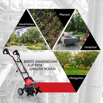 Obrázok produktu pre Elektrický kultivátor a kultivátor elektrický kultivátor záhradný kultivátor červený a čierny