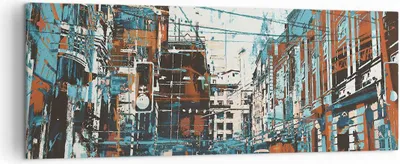 Produktbild von Bild auf Leinwand - Leinwandbild - Stadt Straße Haus - 140x50cm - Wand Bild - Wanddeko - Wandbilder - Leinwanddruck - Bilder - Kunstdruck - Wanddekoration - Leinwand bilder - Wandkunst - AB140x50-3806