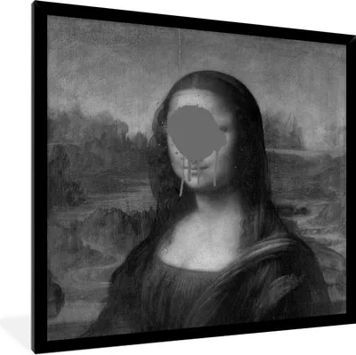 Produktbild von MuchoWow® Gerahmtes Poster Mona Lisa - Leonardo da Vinci - Schwarz - Weiß 40x40 cm - Poster mit Schwarzem Bilderrahmen Wandposter Rahmen Foto Bilder - Mit Rahmen - Wanddekoration Schlafzimmer
