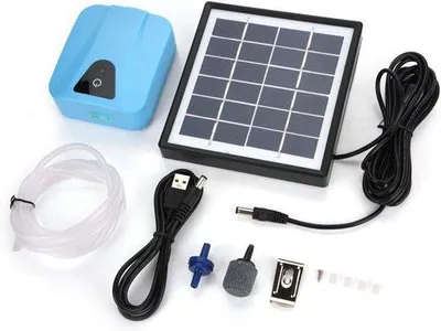 Zdjęcie produktu dla Pompa solarna do stawu, nawilżacz solarny do stawu, pompa powietrza z wężem, pompy tlenowe na dzień i na noc, przeznaczone do ogrodu, stawu, akwarium, basenu zewnętrznego, ryb stawowych