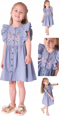 Immagine prodotto di Abito da bambina – Taglia 122 – Blu – 100% cotone – Alla moda e traspirante
