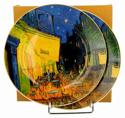 Image de Duo Set 2 Assiettes Dessert Porcelaine "Café le soir"