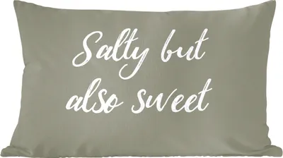 Produktbild von MuchoWow® Zierkissen Sofakissen Wohnzimmer Dekokissen 50x30 cm Salzig, aber auch süß - Sprichwörter - Zitate - Kräuter - Wohnzimmerdekoration - Polster mit Photo