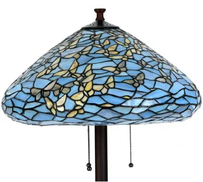 Produktbild von Casa Padrino Luxus Tiffany Stehleuchte Schmetterlinge Blau / Mehrfarbig Ø 50 x H. 160 cm - Handgefertigte Stehlampe