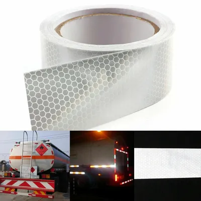 Immagine prodotto di Foglio riflettente Foglio riflettente Nastro riflettente Autoadesivo Cartello di avvertimento Bianco 10 m x 5 cm Camion