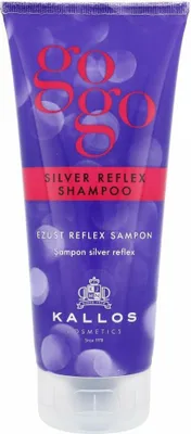 Obrázok produktu pre Kallos GOGO Silver Reflex Shampoo, 200 ml, Šampón, Neprofesionálne, Ženy, Blonďavé vlasy, Šedé vlasy, Melírované vlasy, Blond, Šedá