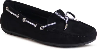 Produktbild von topschuhe24 3007 Damen Velours Mokassins Komfort Glitzer Slipper , Farbe:Schwarz, Größe:36 EU