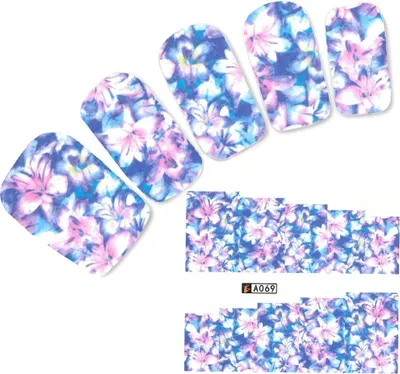 Produktbild von Tattoo Nail Blumen Lilien Blätter Aufkleber Nagel Sticker