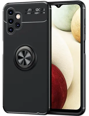 Produktbild von Für Samsung Galaxy A13 - Matt-Schwarze Ringhülle Standfunktion Case Schwarz
