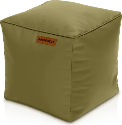 Produktbild von Green Bean® Sitzhocker aus Kunstleder - Pouf mit EPS Perlen Füllung - 40 x 40 cm - perfekte Ergänzung zum Sitzsack - Sitzwürfel Sitzkissen Hocker Fußhocker - verwelktes Grün