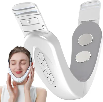 Produktbild von Gesichtslifting-Gerät Massagegerät Mikrostrom V-förmiges Gesicht Vibrations Massagegerät Doppelkinn reduzieren Gesicht Abnehmen(Weiß)