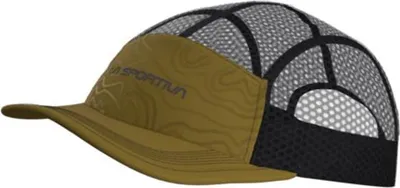 Gelbe und schwarze Kappe "Skyline Air Cap" von La Sportiva; ideal für Outdoor-Aktivitäten.