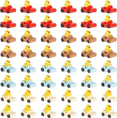 Immagine prodotto di Miniature in plastica a forma di anatra Jeep in vari colori per la decorazione del giardino - Set da 48 pezzi