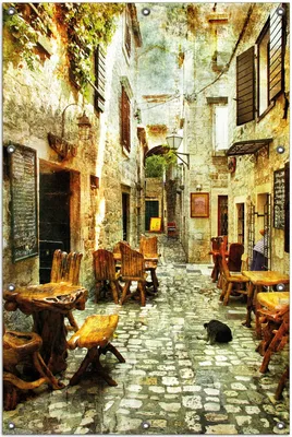Produktbild von Wallario Outdoor-Poster für Garten oder Balkon, Motiv Italienische kleine Gasse, in ca. 100 x 150 cm