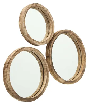 Produktbild von Boltze Spiegel Set Jones 3-teilig runde Wandspiegel, Rahmen aus Holz,Æ¸ 25-35 cm