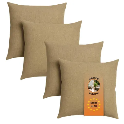 Productafbeelding van Set van 4 bankkussens, 40 x 40 cm, sierkussens, hoofdkussens, lichtbruin, sleepling