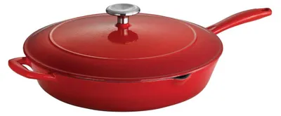 Emaillierte Gusseisenpfanne mit Deckel, 30,5 cm, rot, 3,25 l