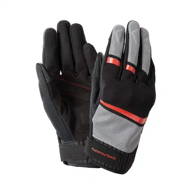 Produktbild von TUCANO URBANO Sommerhandschuhe mit synthetischem Wildleder PENNA Handfläche schwarz/rot größe XS