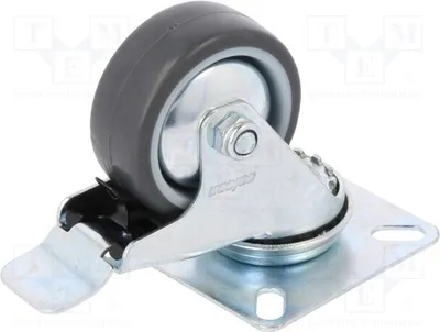Image de 1 x Roue de transport : largeur 20 mm, diamètre 50 mm, hauteur 68 mm, avec mécanisme de blocage, charge maximale 40 kg, référence BDPE 0501 1001