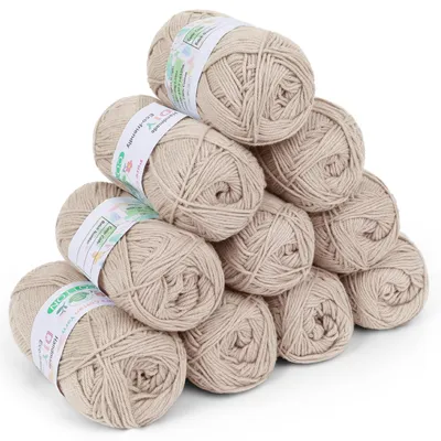 Immagine prodotto di Filo di cotone 100% per uncinetto - Set di 10 gomitoli da 50 grammi ciascuno - Colore: giallo pastello